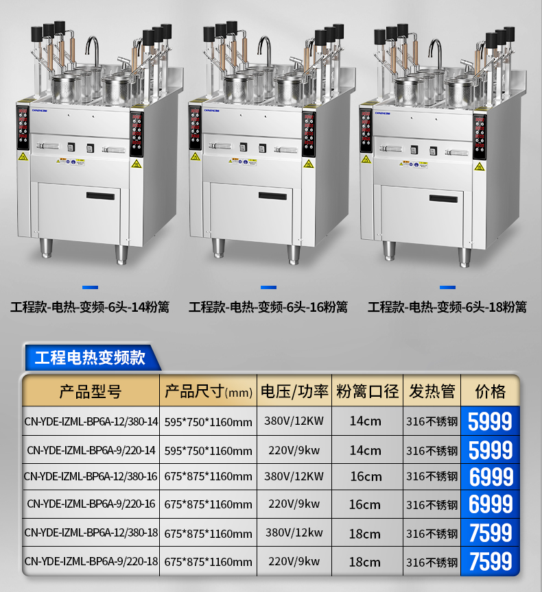 升降煮面炉参数表